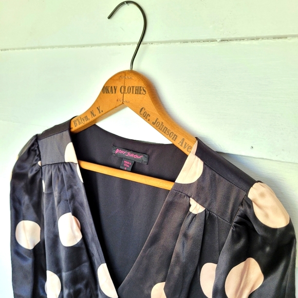 Vintage Betsey Johnson Black Silk Polka Dot Dress Size 4 - Picture 3 of 8